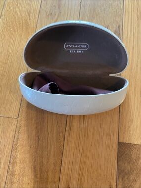 Coach White Embossed Sunglasses Case with Brown Interior